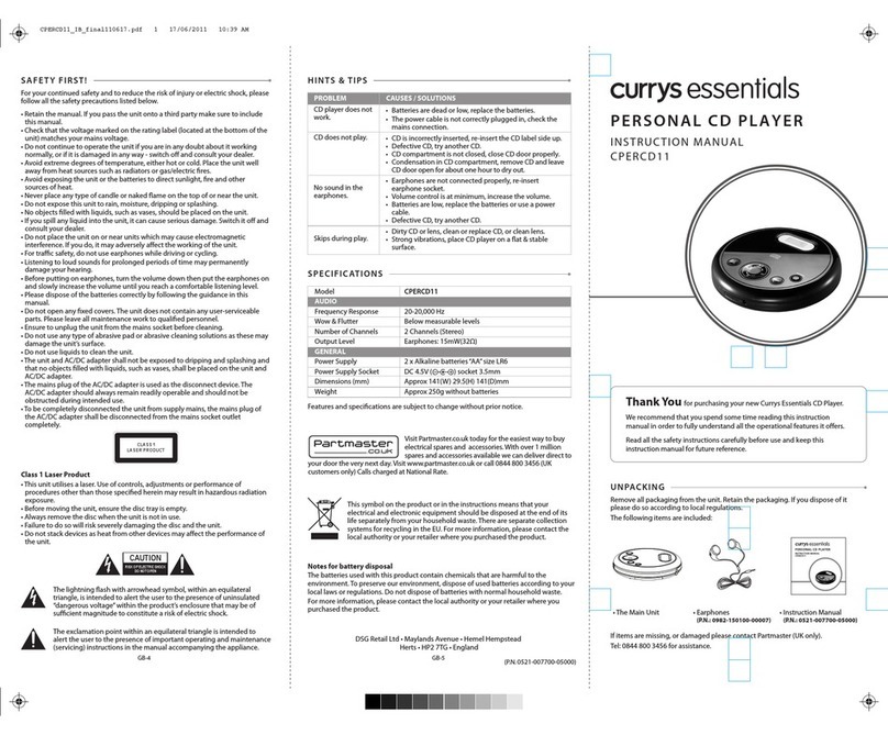 Currys Essentials CPERCD11 instruction manual