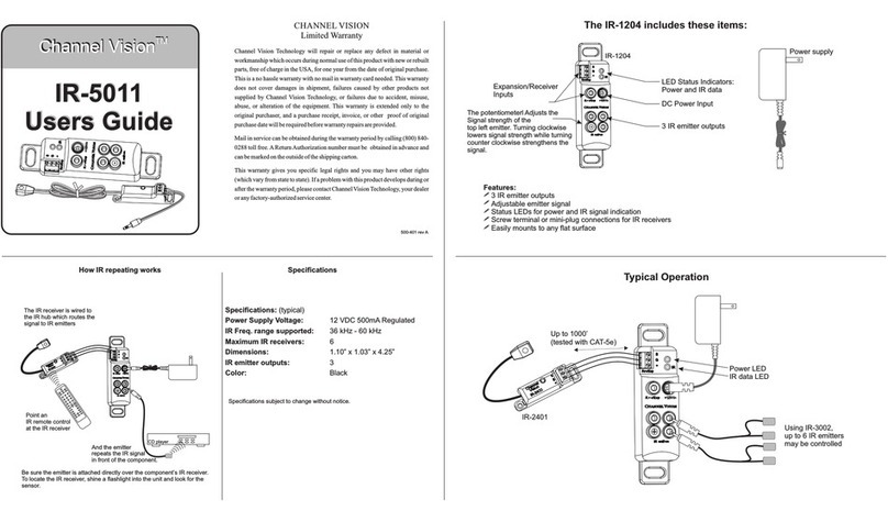 Channel Vision IR-1204 User manual