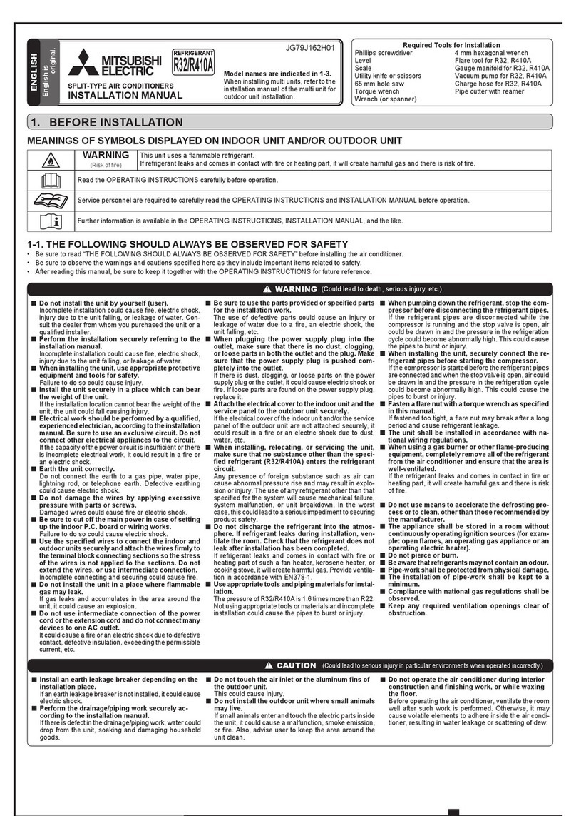Mitsubishi Electric MSZ-EF18VE3W User manual