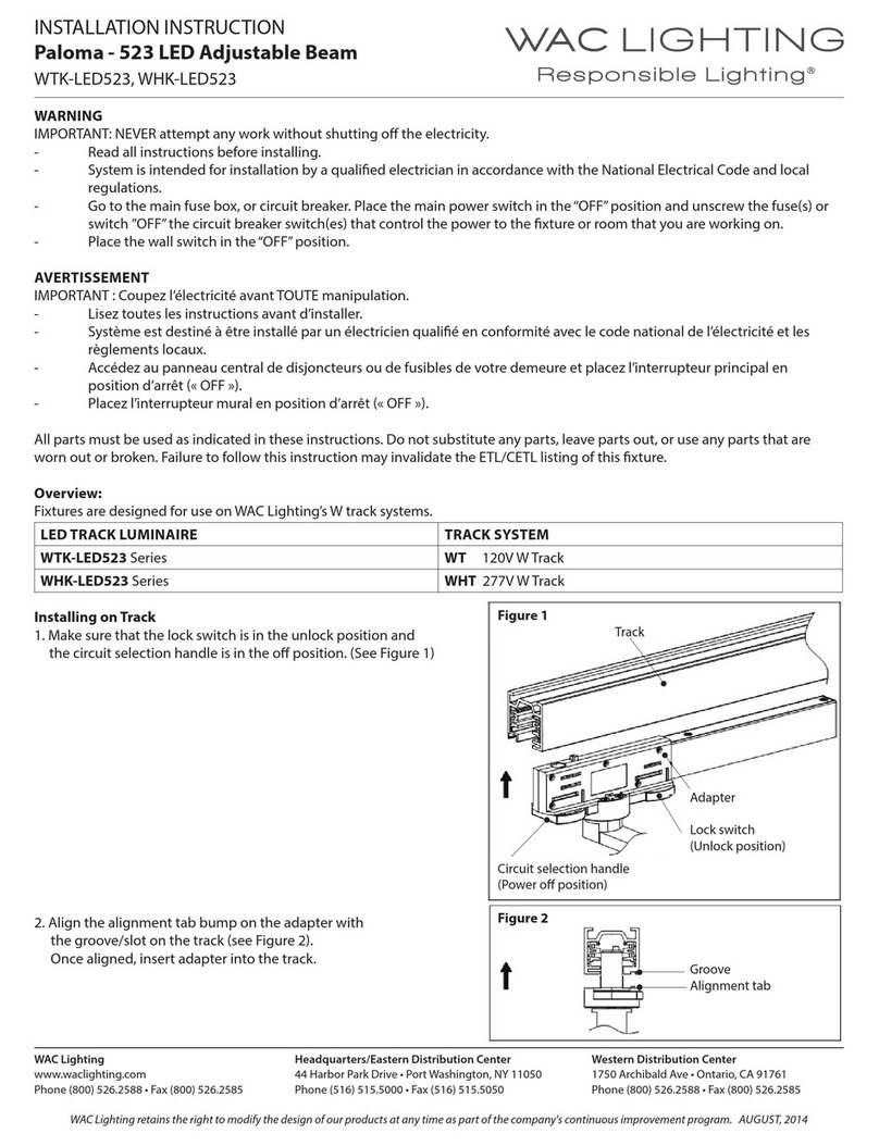 WAC Lighting PALOMA WTK-LED523 Series Installation instructions manual WAC Lighting PALOMA WTK-LED523 Series Installation instructions manual