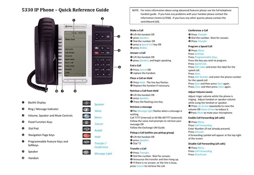 Mitel Mitel 5330 User manual Mitel Mitel 5330 User manual