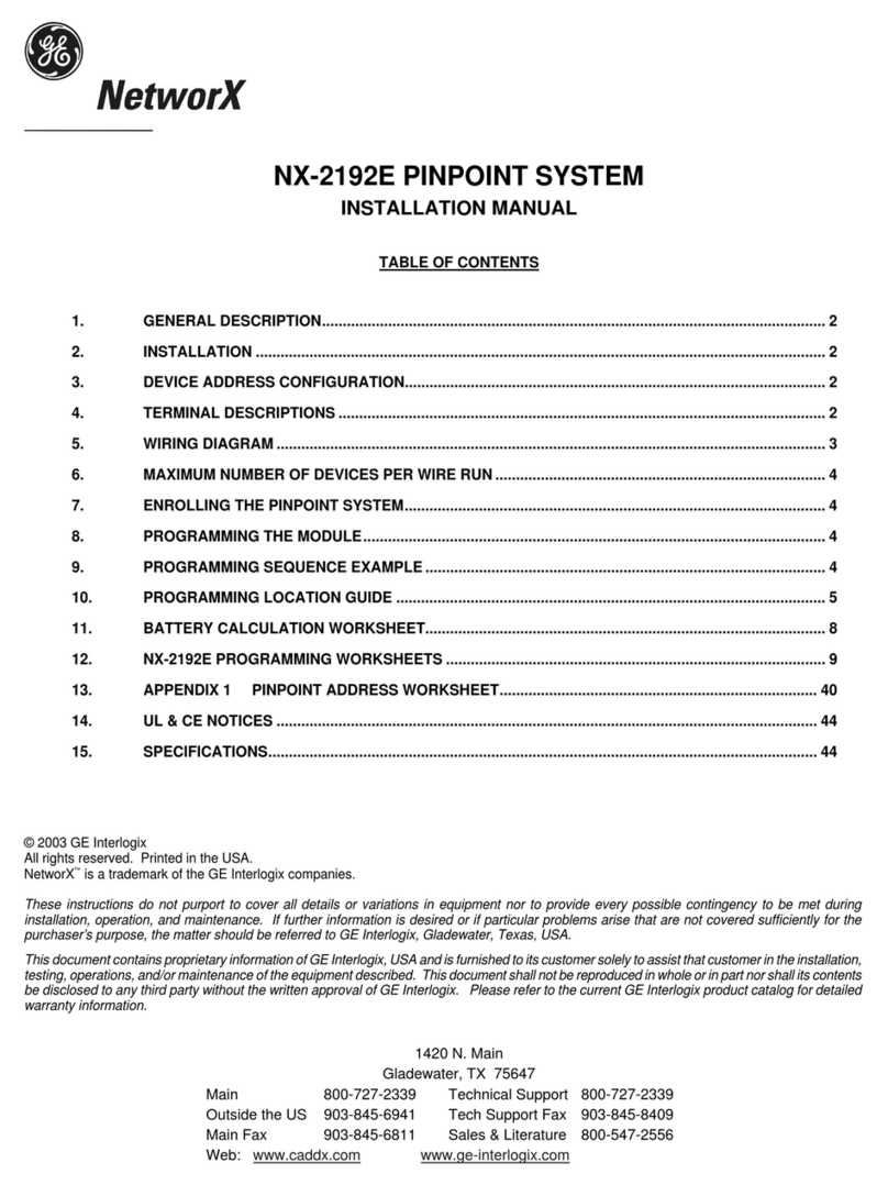 GE Interlogix NetworX NX-2192E-EUR installation manual