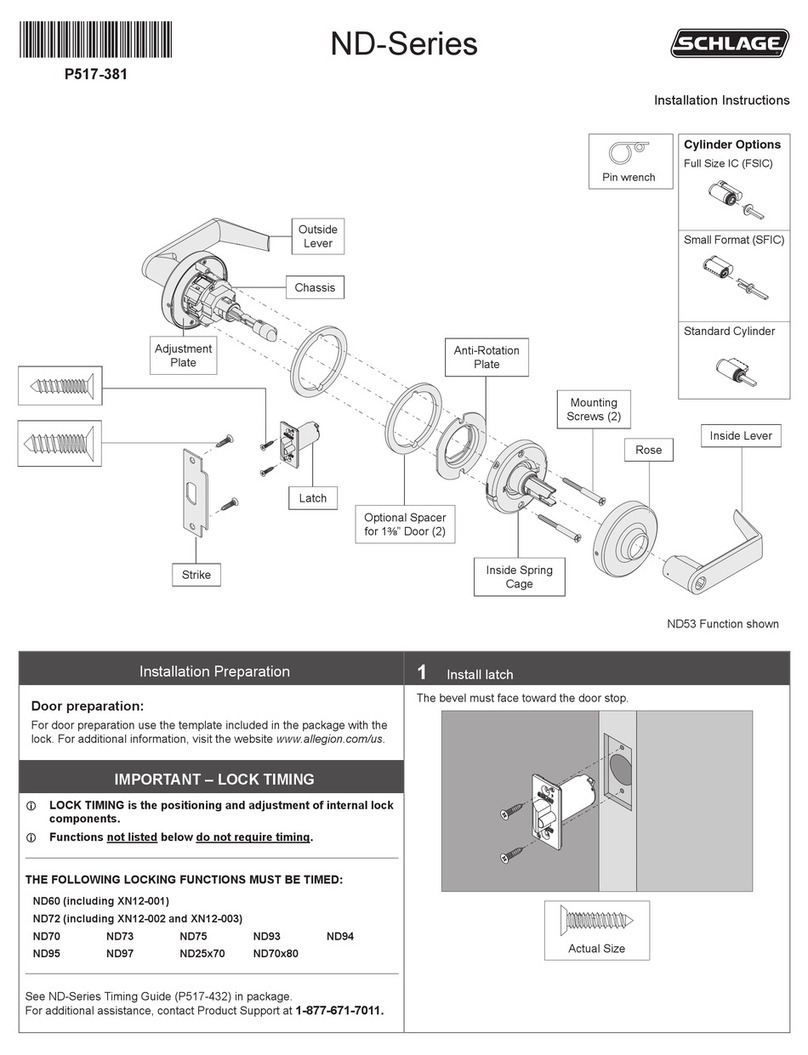 Schlage ND72 installation instructions
