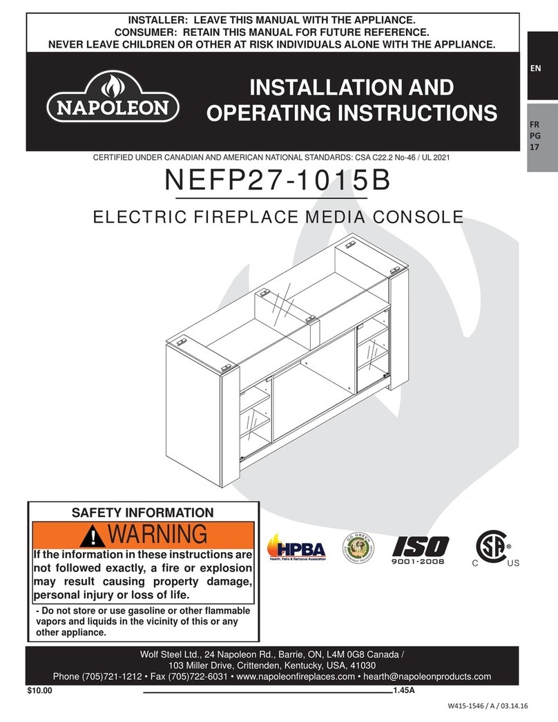 Napoleon NEFP27-1015B Installation and operating instructions Napoleon NEFP27-1015B Installation and operating instructions