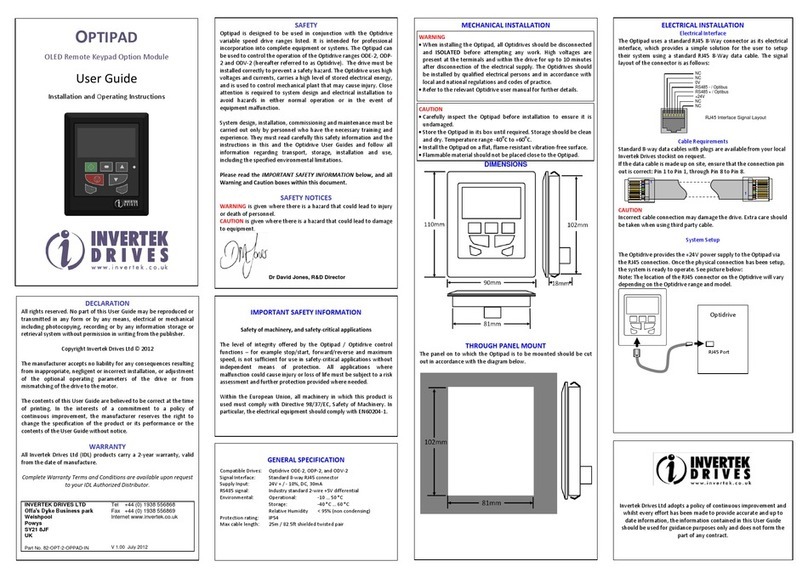 Invertek Drives OPTIPAD user guide