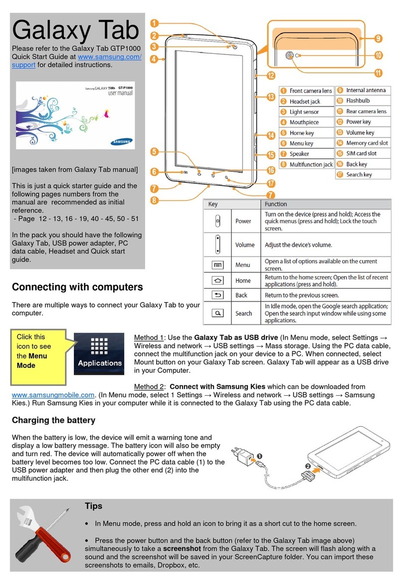 Samsung Galaxy Tab GT-P1000 quick start guide