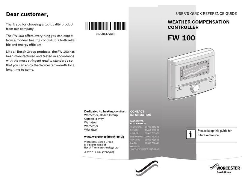Worcester FW 100 User quick reference guide