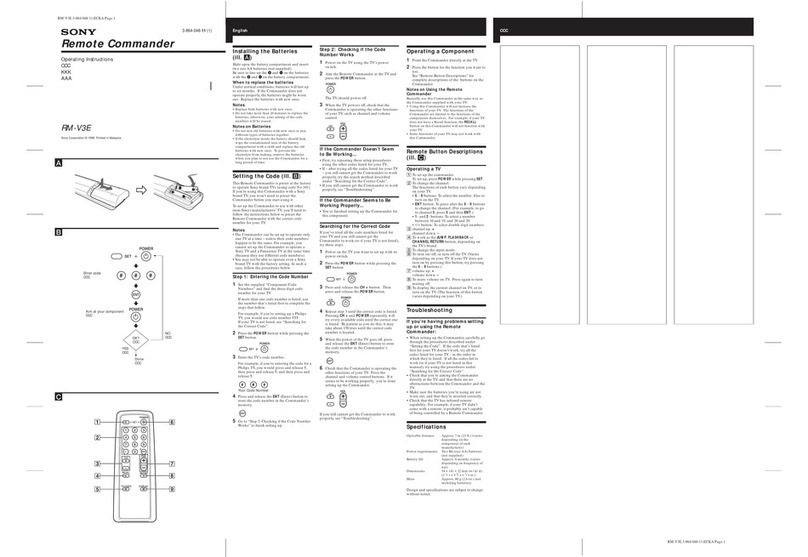 Sony RM-V3E User manual