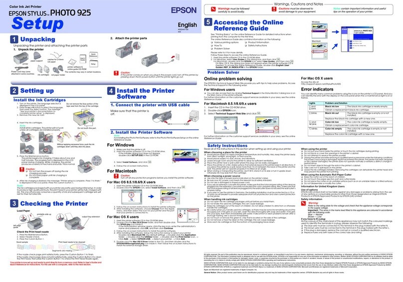 Epson Stylus Photo 925 Manual