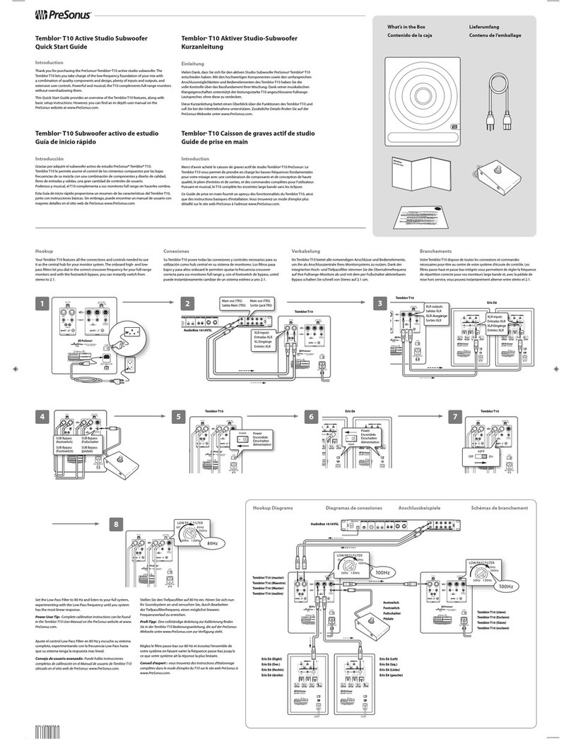PRESONUS Temblor T10 quick start guide