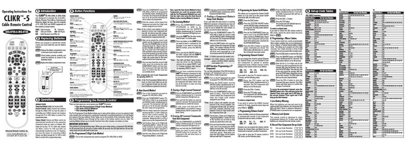Universal Remote Control CLIKR-5 UR5U-8500 User manual Universal Remote Control CLIKR-5 UR5U-8500 User manual