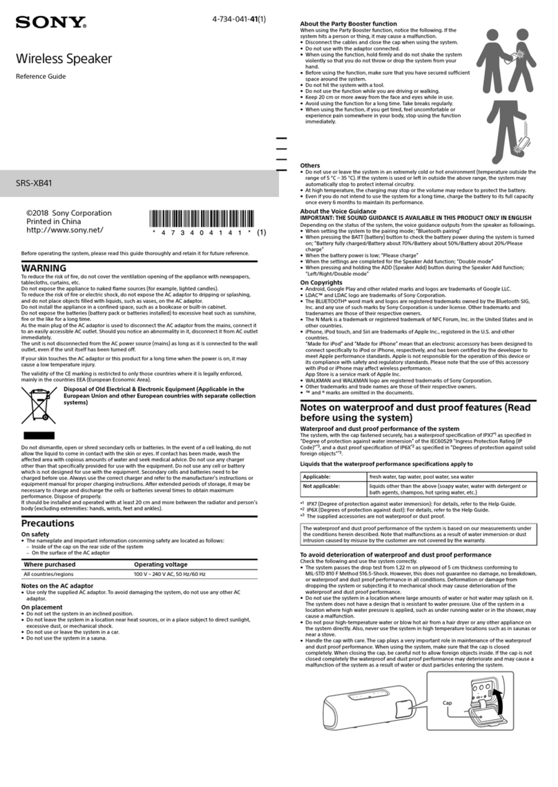 Sony SRS-XB41 reference guide