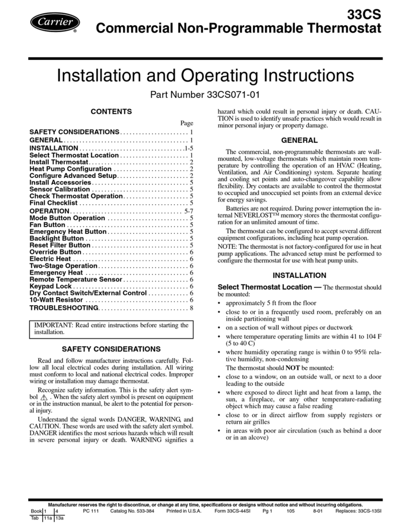 Carrier 33CS Installation and operating insctructions Carrier 33CS Installation and operating insctructions