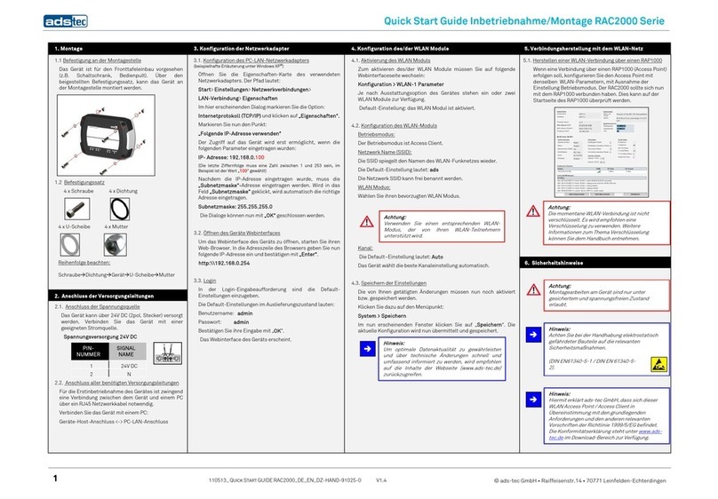 ADS-tec RAC2000 series quick start guide