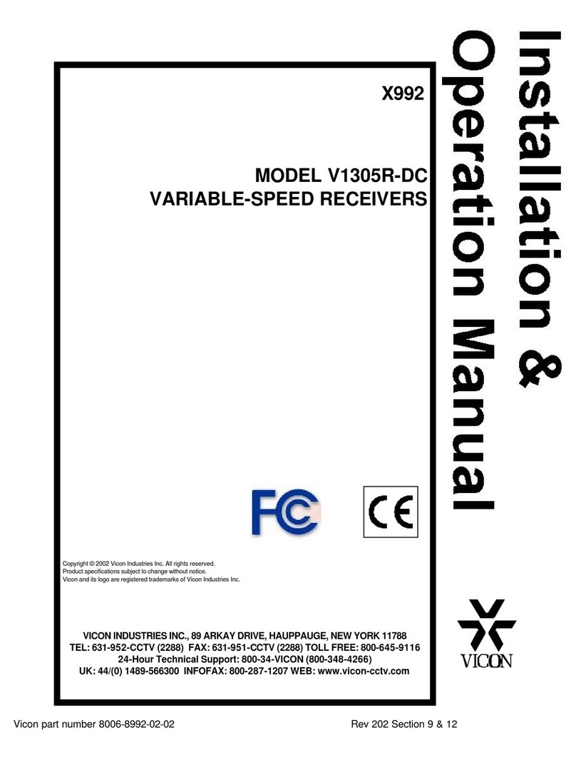 Vicon V1305R-DC Installation & operation manual