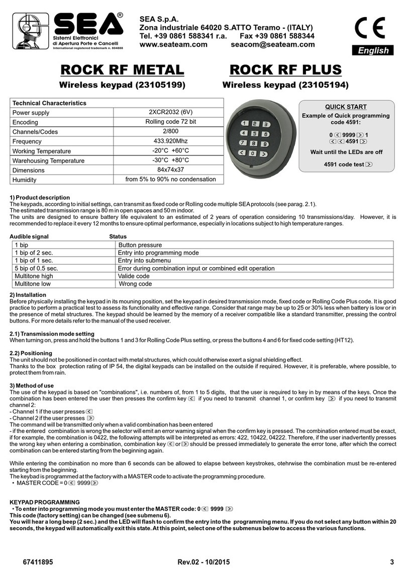 SEA ROCK RF PLUS User manual