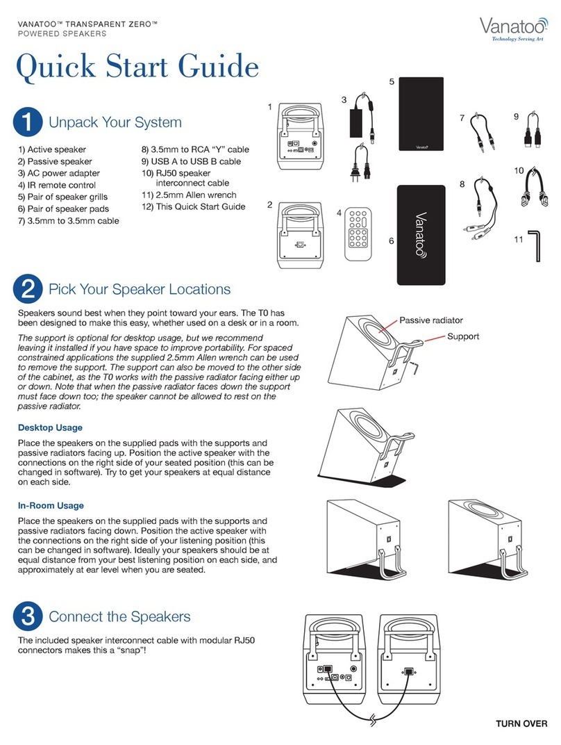 Vanatoo TRANSPARENT ZERO quick start guide