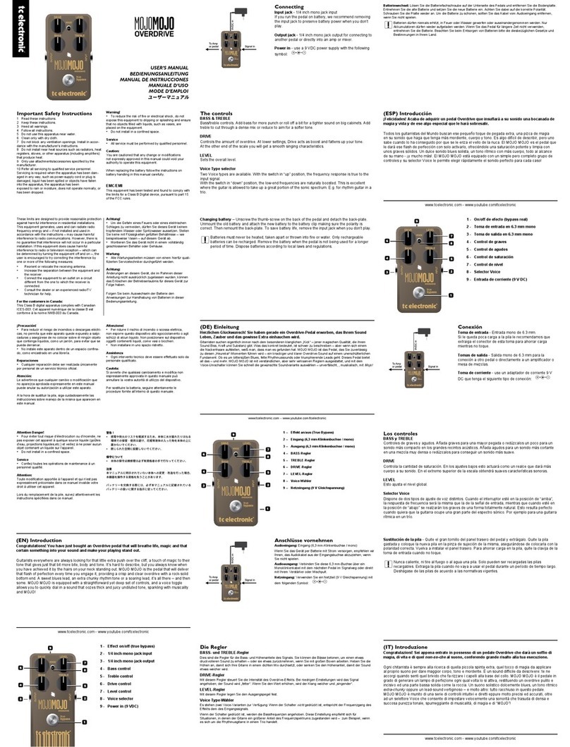 TC Electronic MOJOMOJO OVERDRIVE User manual