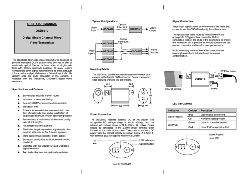Optical Systems Design OSD8810 Operator's manual