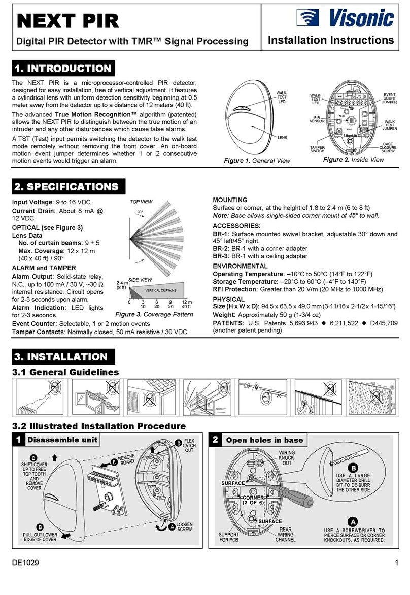 Visonic NEXT PIR Installation instructions manual