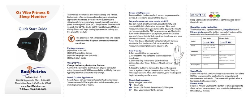BodiMetrics O2 Vibe quick start guide