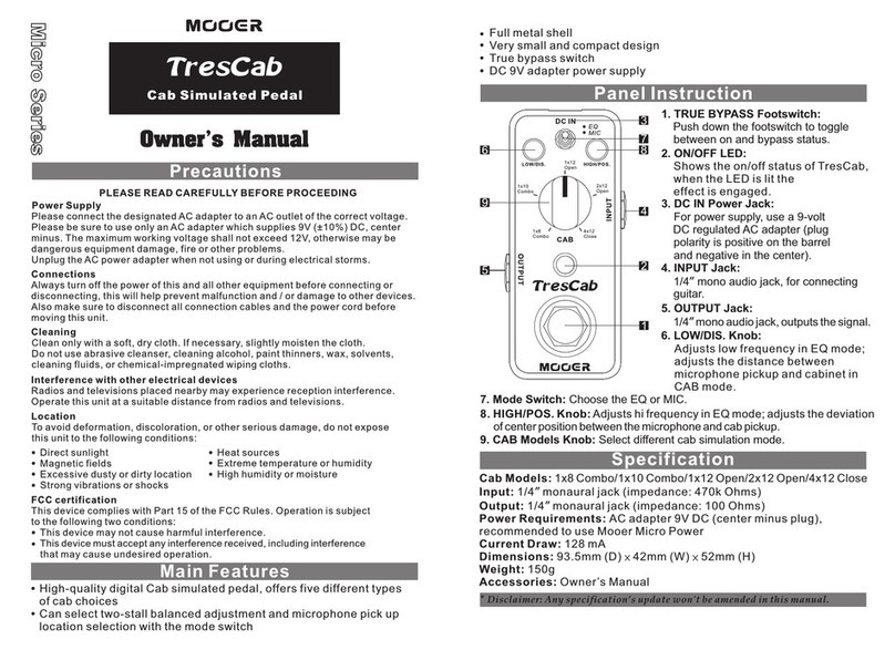 Mooer TresCab Owner's manual and maintenance information Mooer TresCab Owner's manual and maintenance information