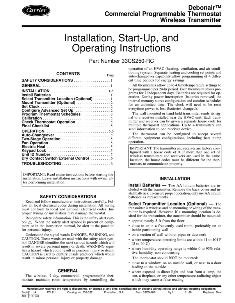 Carrier Debonair 33CS250-RC Instructions and recipes