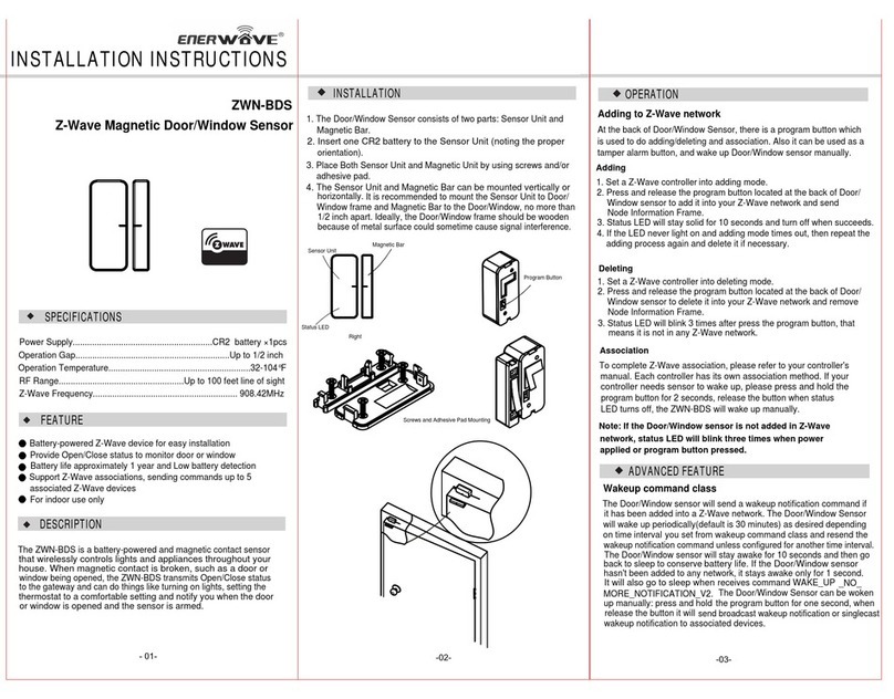 Enerwave ZWN-BDS Installation instructions manual