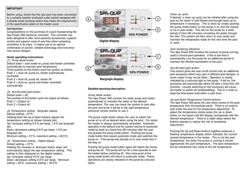 Spa-Quip SPA POWER 500 operating instructions