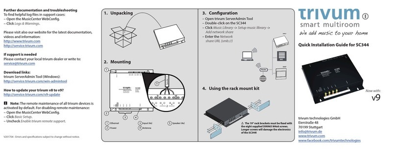 Trivum SC344 Quick installation guide