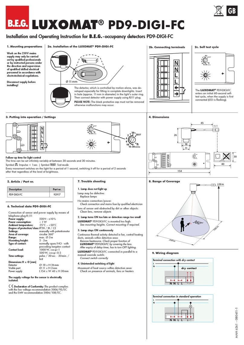 B.E.G. LUXOMAT PD9-DIGI-FC Installation and operating instructions B.E.G. LUXOMAT PD9-DIGI-FC Installation and operating instructions