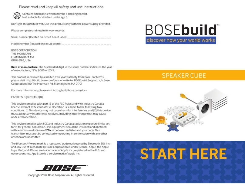 Bose BoseBuild SPEAKER CUBE Instruction Manual Bose BoseBuild SPEAKER CUBE Instruction Manual