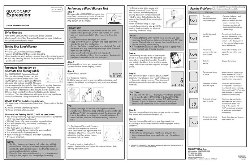 Arkray GLUCOCARD Expression Quick reference guide