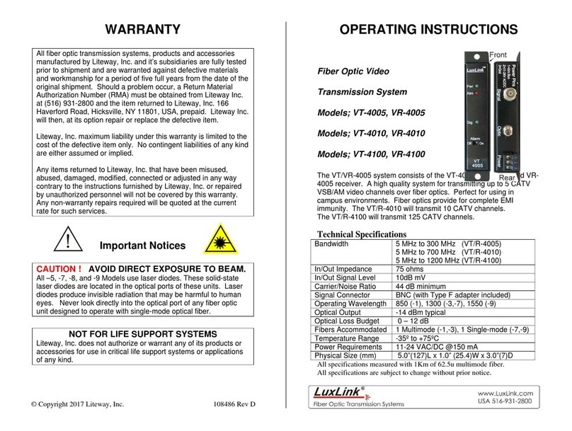 LITEWAY VT-4005 operating instructions