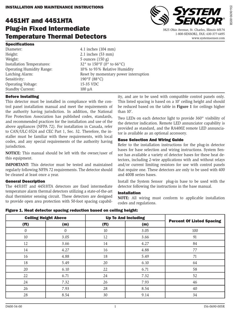 System Sensor 4451HT Installation and maintenance  instruction