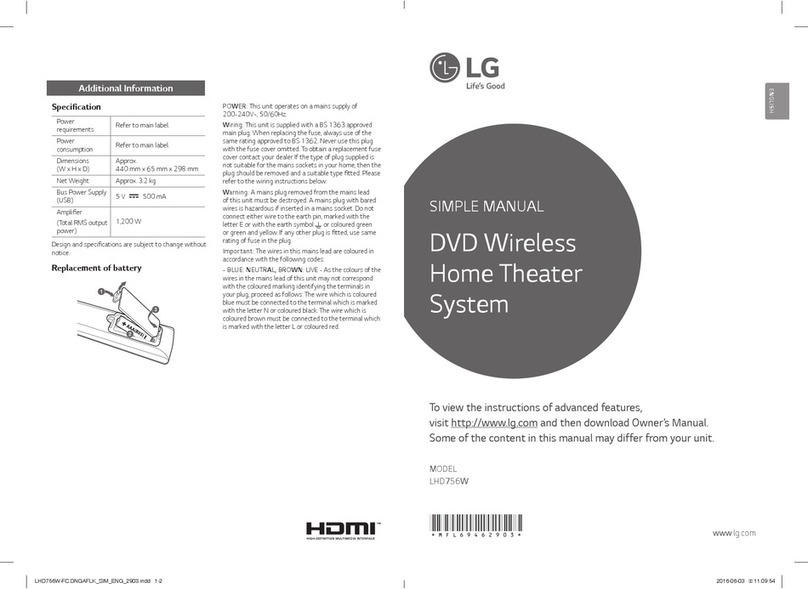 LG LHD756W Specification sheet
