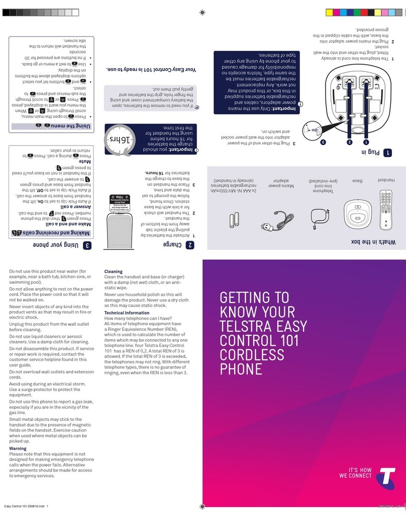 Telstra EASY CONTROL 101 User manual Telstra EASY CONTROL 101 User manual