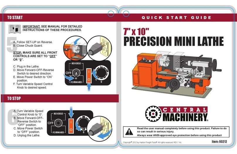 Central Machinery 93212 quick start guide