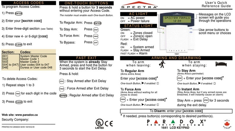 Paradox Spectra 1641 User manual Paradox Spectra 1641 User manual
