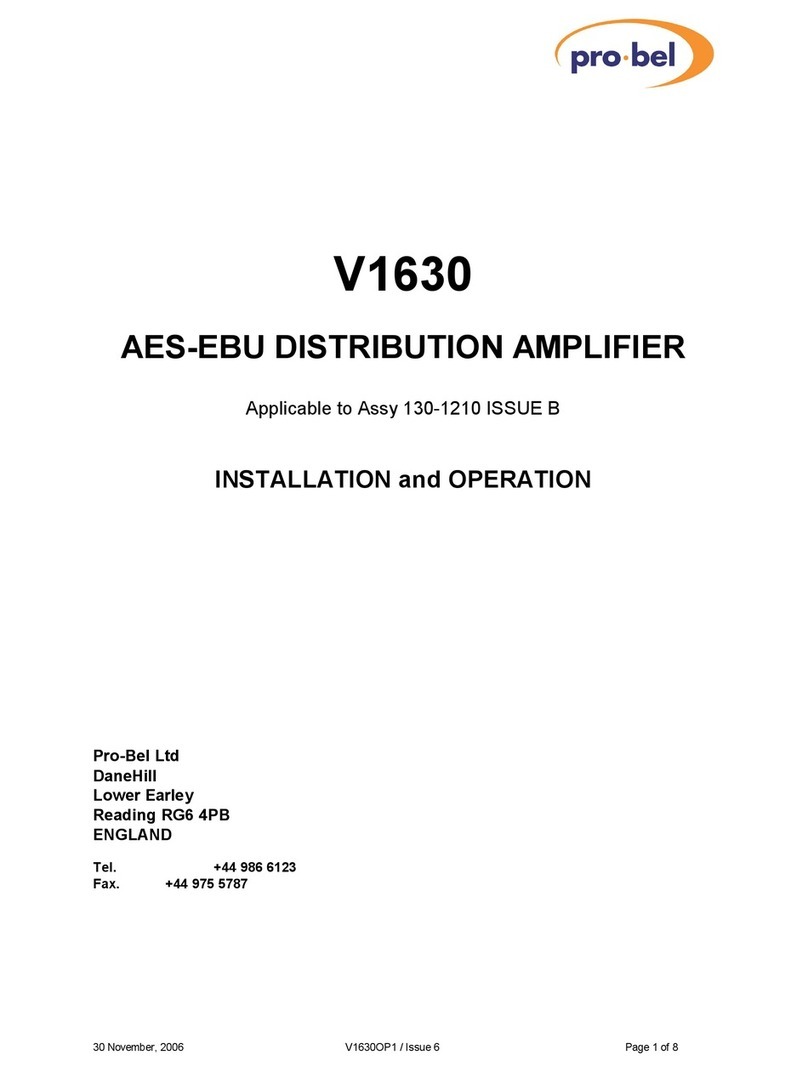 pro bel V1630 Installation and operation