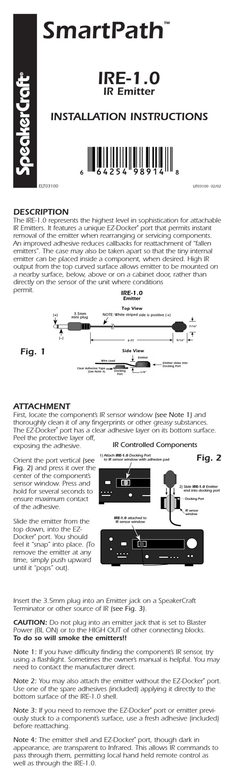 SpeakerCraft SmartPath IRE-1.0 Service manual SpeakerCraft SmartPath IRE-1.0 Service manual