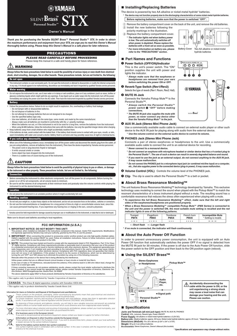 Yamaha Silent Brass Personal Studio STX User manual