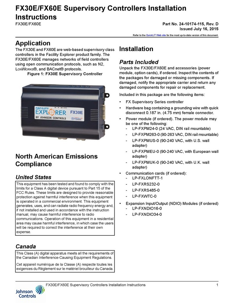 Johnson Controls FX30E Installation instructions manual