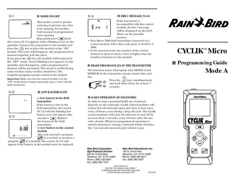 Rain Bird CYCLIK Micro Programming guide