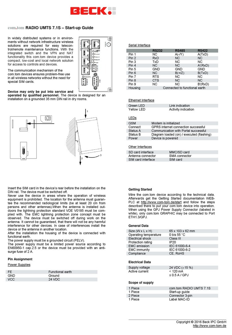 Beck UMTS 7.1S Startup guide