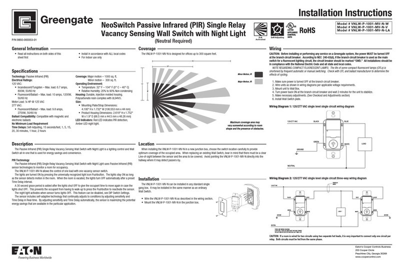 Greengate VNLW-P-1001-MV-N-W Installation instructions manual