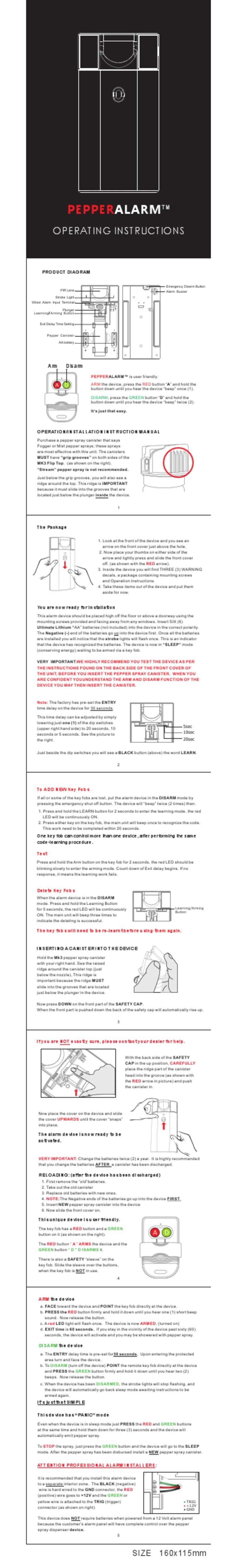 ROBBERSTOPPER PEPPERALARM operating instructions ROBBERSTOPPER PEPPERALARM operating instructions