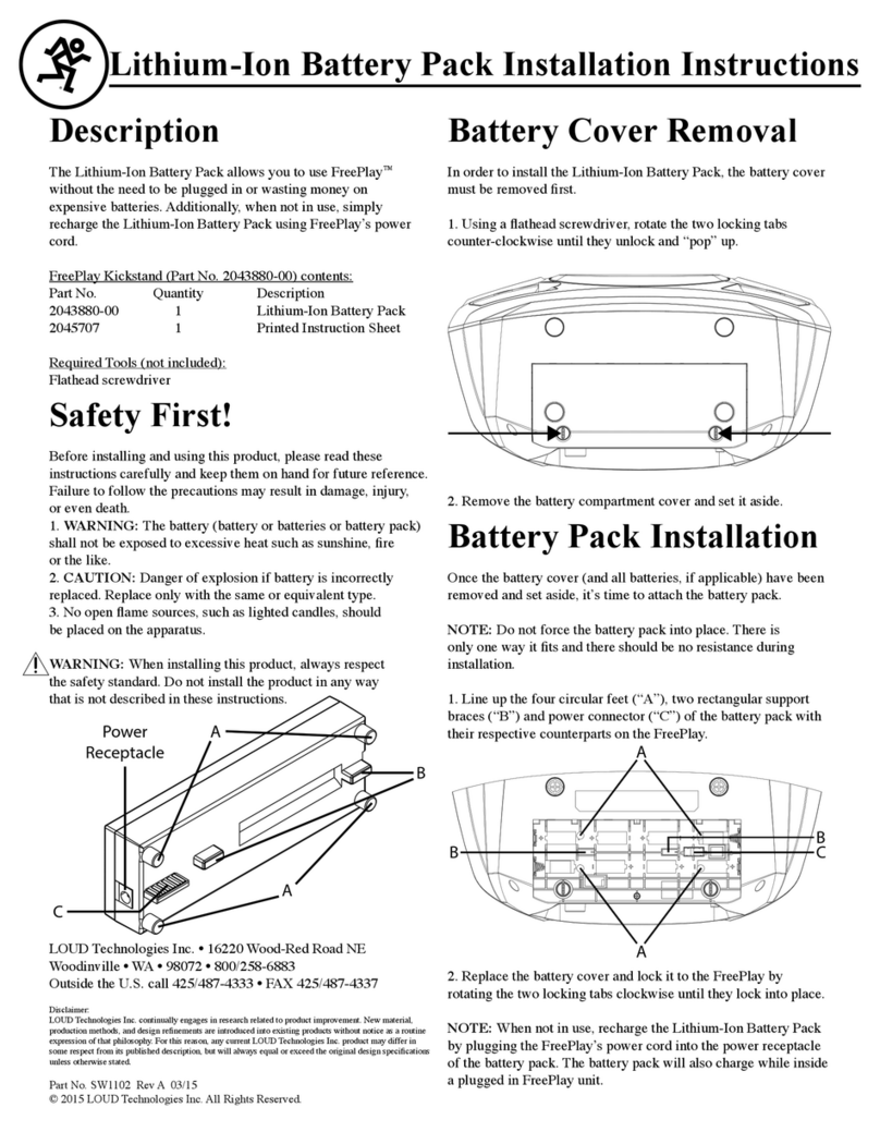 Mackie Lithium-Ion Battery Back User manual