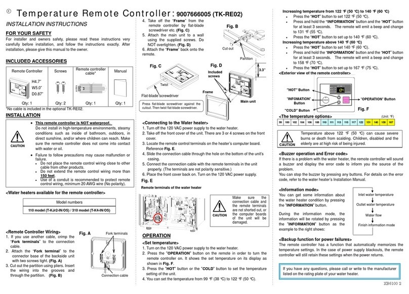 Takagi 9007666005 installation instructions