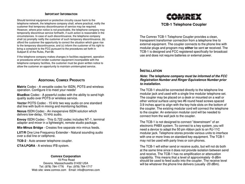 Comrex TCB-1 user manual